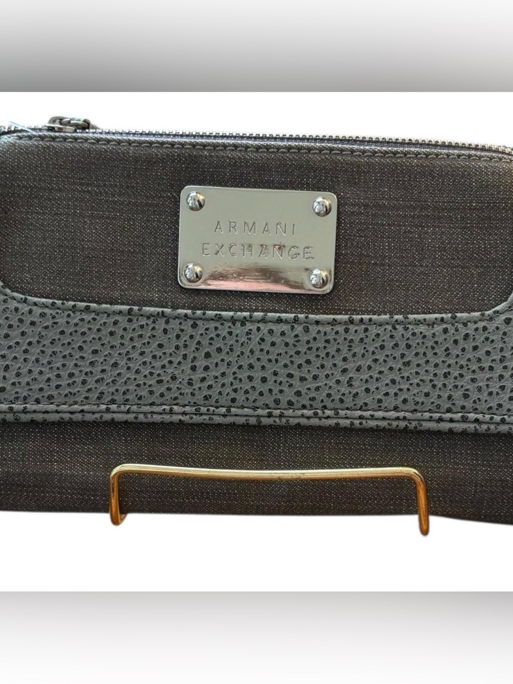Armani Exchange Wallet or Clutch with Wristlet Strap. Gray.